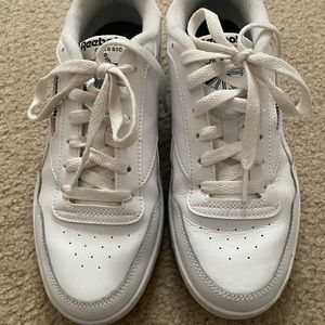 Reebok white shoes with the bubble gum bottoms, worn once.